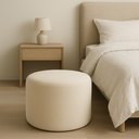 Ver imagem 3 de Puff Redondo Bouclé 45cm X 40cm Estofado Off White Moderno Resistente