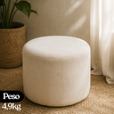 Ver imagem 4 de Puff Redondo Bouclé 45cm X 40cm Estofado Off White Moderno Resistente