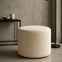 Ver imagem 5 de Puff Redondo Bouclé 45cm X 40cm Estofado Off White Moderno Resistente