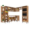 Cozinha Modulada 8 Peças Dafne Carvalho/ Off White - Móveis Arapongas Carvalho Americano/off - 2