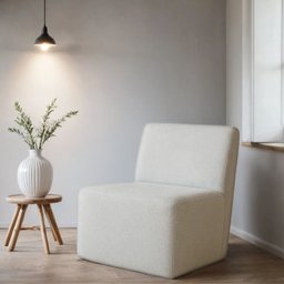 Poltrona Orgânica Milena Bouclê Bege Sala de Estar Recepção Escritório - 2