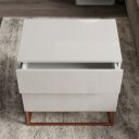 Ver imagem 4 de Mesa de Cabeceira Eros 45cm 2 Gavetas Estilo Industrial Off White com Pés Cobre