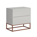 Ver imagem 2 de Mesa de Cabeceira Eros 45cm 2 Gavetas Estilo Industrial Off White com Pés Cobre