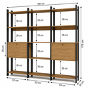 Ver imagem 3 de Kit 3 Estantes para Livros 2 Portas 15 Prateleiras Estilo Industrial Lâmina Mel/Preto - BRV Móveis