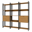 Ver imagem 2 de Kit 3 Estantes para Livros 2 Portas 15 Prateleiras Estilo Industrial Lâmina Mel/Preto - BRV Móveis