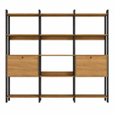 Ver imagem 6 de Kit 3 Estantes para Livros 2 Portas 15 Prateleiras Estilo Industrial Lâmina Mel/Preto - BRV Móveis