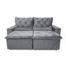 Sofá Retrátil Design 150m Estrutura Reforçada Suede Deluxe e Reclinável 2 Módulos Milão Cinza Claro - 2