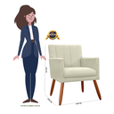 Ver imagem 5 de Combo 2 Poltronas Decorativa para Consultório Escritório Cecília Corano Bege - Lm Decor