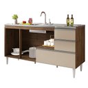 Ver imagem 2 de Balcão para Pia de 1,60 Mt Maceió com Gavetão Castanho Off White