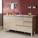 Ver imagem 1 de Balcão para Pia de 1,60 Mt Maceió com Gavetão Castanho Off White