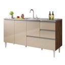 Ver imagem 3 de Balcão para Pia de 1,60 Mt Maceió com Gavetão Castanho Off White