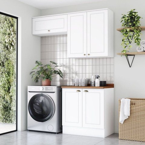 Lavanderia Modulada Compacta 03 Peças 100% MDF Branco Hp/Nature Americana