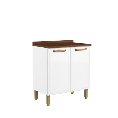 Balcão de Aço com Tampo 2 Portas Branco Bella Bertolini