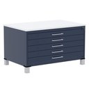 Ver imagem 1 de Mapoteca 5 Gavetas Pandin 120 Cm (larg) Inmetro Tampo Mdp Branco Estrutura e Gavetas em Aço Azul