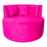 Sofá Puff Chaise Estofada Redondo Barcelona Almofadas Suede Rosa Pink Eli Móveis e Decoração - 1