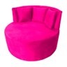 Sofá Puff Chaise Estofada Redondo Barcelona Almofadas Suede Rosa Pink Eli Móveis e Decoração - 2