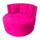 Ver imagem 2 de Sofá Puff Chaise Estofada Redondo Barcelona Almofadas Suede Rosa Pink Eli Móveis e Decoração