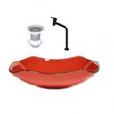 Ver imagem 1 de Cuba de Vidro Abaulada 45cm Vermelho Ferrari com Válvula e Torneira