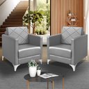 Ver imagem 1 de Kit 2 Poltrona Helena Decorativa Clinica e Recepção Corino:cinza