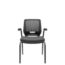 Ver imagem 1 de Cadeira de Escritório Fixa Aproximação 4 Pés com Braço Beezi Base Preta Encosto Preto Assento Facto