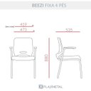 Ver imagem 4 de Cadeira de Escritório Fixa Aproximação 4 Pés com Braço Beezi Base Preta Encosto Preto Assento Facto