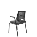 Ver imagem 3 de Cadeira de Escritório Fixa Aproximação 4 Pés com Braço Beezi Base Preta Encosto Preto Assento Facto