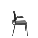 Ver imagem 2 de Cadeira de Escritório Fixa Aproximação 4 Pés com Braço Beezi Base Preta Encosto Preto Assento Facto