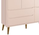 Ver imagem 3 de Guarda-roupa Retrô 3 Portas Théo New Rosa Fosco com Madeira - Moveisaqui