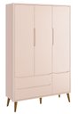 Ver imagem 1 de Guarda-roupa Retrô 3 Portas Théo New Rosa Fosco com Madeira - Moveisaqui