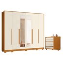 Ver imagem 1 de Guarda Roupa Casal Mercure com Espelho 6 Portas e Cômoda Sapateira Duetto 01 Porta e 05 Gavetas