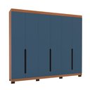 Ver imagem 2 de Guarda-roupa Casal Madrid 6 Portas 4 Gavetas Azul/freijó - Politorno