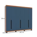 Ver imagem 4 de Guarda-roupa Casal Madrid 6 Portas 4 Gavetas Azul/freijó - Politorno