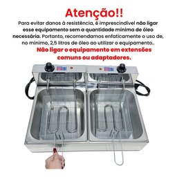 Fritadeira Elétrica Industrial 2 Cubas 10 Litros Inox - 6