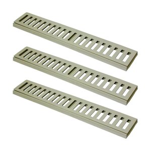 Kit 3 Ralo Grelha Linear Caixilho em Alumínio Bege 15x50cm