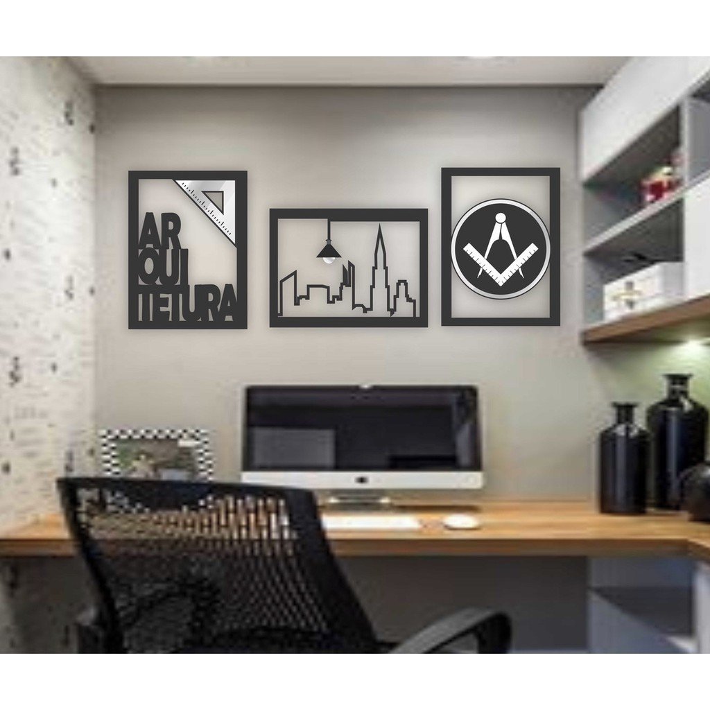Quadro Arquitetura, Trio de Quadros, Decoração Escritório | MadeiraMadeira