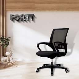 Cadeira de Escritório Secretária Base Preta com Rodinha Fortt Porto Preta - Csf01-p - 6