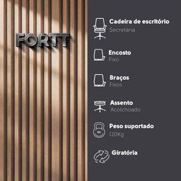 Cadeira de Escritório Secretária Base Preta com Rodinha Fortt Porto Preta - Csf01-p - 5