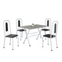 Ver imagem 2 de Conjunto de Mesa Tubular 100x60cm Tampo em Granito Topázio com 4 Cadeiras Lívia Branco/Preto