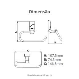 Papeleira Porta Papel Higiênico para Banheiro Linha Sofisticato Cor Cromado Durín - 3