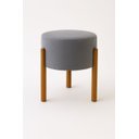 Ver imagem 3 de Puff Apolo Pes de Madeira Cinza Veludo