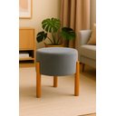 Ver imagem 1 de Puff Apolo Pes de Madeira Cinza Veludo