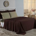 Ver imagem 1 de Jogo de Cama Casal Viúva Nobre 4 Peças Malha 100% Algodão - Marrom / Avelã