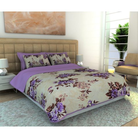 Cobre Leito Queen 3 Peças Malha 100% Algodão Adálias Lilás