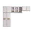 Ver imagem 1 de Kit de Cozinha Completa 3 Peças Diamante (2 Armários + 1 Paneleiro) c/ Vidro Branco - Telasul