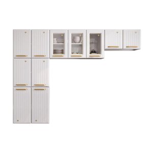 Kit de Cozinha Completa 3 Peças Diamante (2 Armários + 1 Paneleiro) c/ Vidro Branco - Telasul