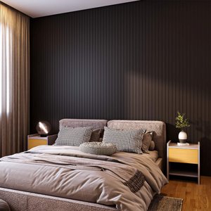 Painel Ripado Compacto 274x25cm Larg. 4 Unid. - Mdf - Preto Tx - Talatto