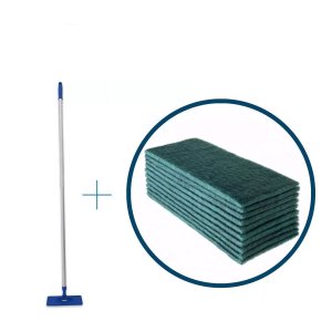 Kit Suporte Limpa Tudo e Cabo 1.40 Metros com Manopla Ergonômico + 10 Unidades Fibra Pesada Verde de