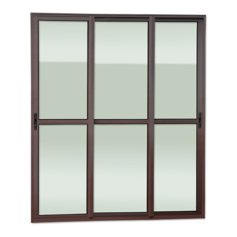 Porta Correr 3F.Móv.1/3 210 x 120 Elite c/Fecho Autom V.Lis.Marrom Corten Brimak