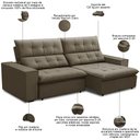 Ver imagem 3 de Sofá Retrátil Reclinável para Sala 3 Lugares 250cm Vincent F04 Veludo Marrom Claro - Lyam Decor