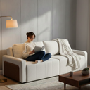 Ver imagem 1 de Sofá Cama Dublin, Retrátil e Reclinavél, Tecido Bouclé, Molas Ensacadas, 1,90m.